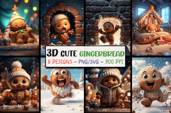 3D Christmas Backgrounds Gingerbread SVG: Festive Depth