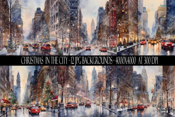 Christmas in the City Backgrounds for Your Designs