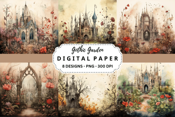 Embrace the Enchanted: Watercolor Gothic Garden Backgrounds