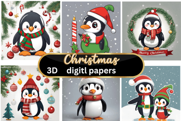 Festive Fun: Christmas 3D Backgrounds with Penguins