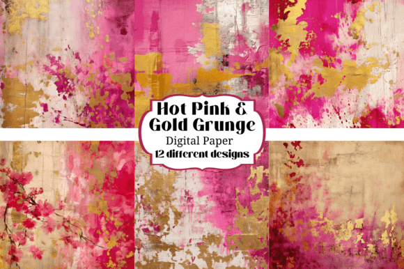 Hot Pink Gold Grunge Textures: Bold Digital Papers for Crafting