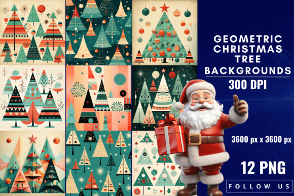 Modern Holiday Magic: Geometric Christmas Tree Backgrounds