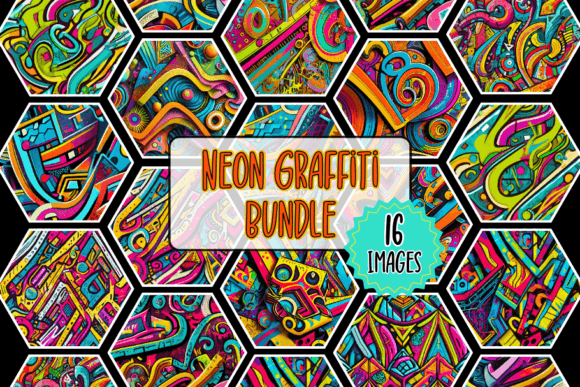 Neon Graffiti Backgrounds Bundle: 16 Bold PNGs