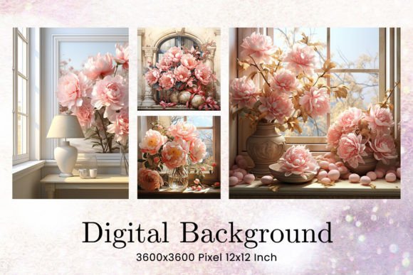 Pink Peony Flower Backgrounds: Versatile Digital Art for Creators