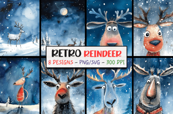 Retro Christmas Backgrounds Reindeer: Nostalgic Holiday Magic