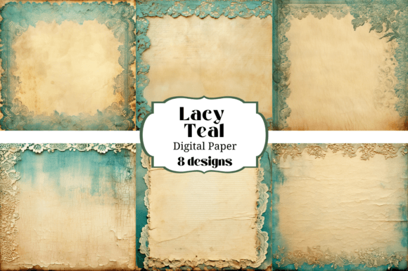 Teal Lacy Digital Paper: Elevate Your Scrapbooking & Design