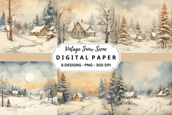 Timeless Winter Charm: Vintage Snow Scene Backgrounds