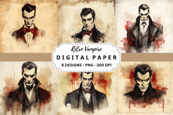 Unleash Gothic Elegance: Mastering Retro Vampire Watercolor Backgrounds