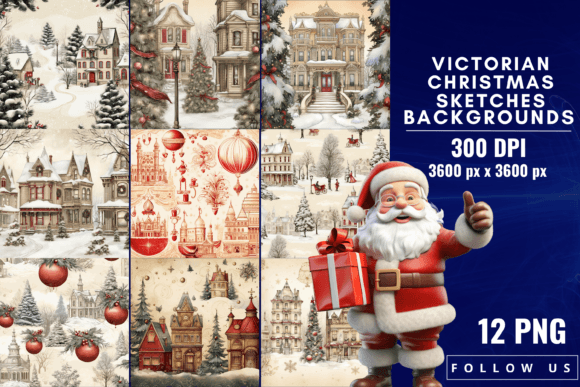 Victorian Christmas Sketches: Timeless Holiday Backgrounds
