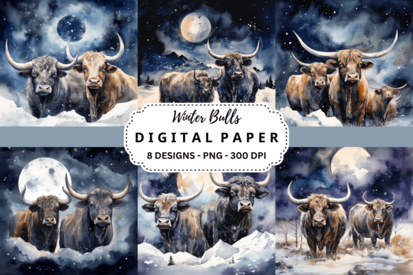 Winter Bulls Backgrounds: Bold Graphics for Creative Projects